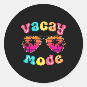 Vacay Mode Summer Vibes Sungles Retro Niedlich Gir Runder Aufkleber