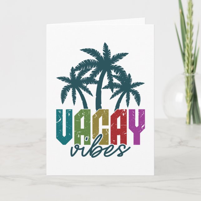 Vacay Vibes and Palm Tree Summer Vacay Hawaii Karte (Vorderseite)