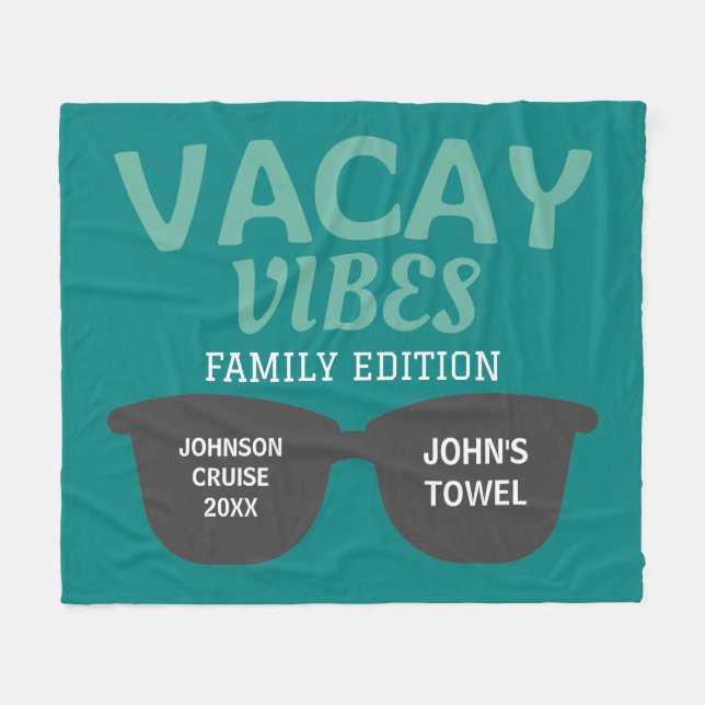Vacay Vibes Family Edition Wiedersehen Fleecedecke (Vorderseite (Horizontal))
