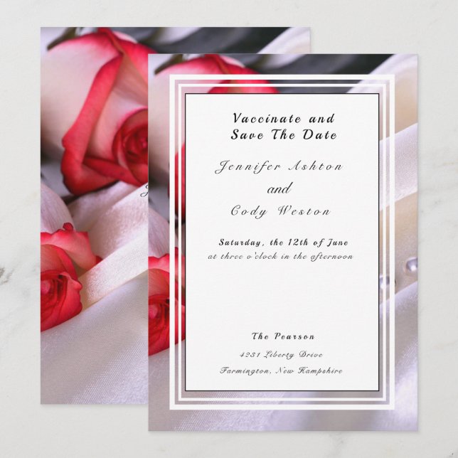 Vaccinate Verlass Quarantine Behind Wedding Rose Save The Date (Vorne/Hinten)