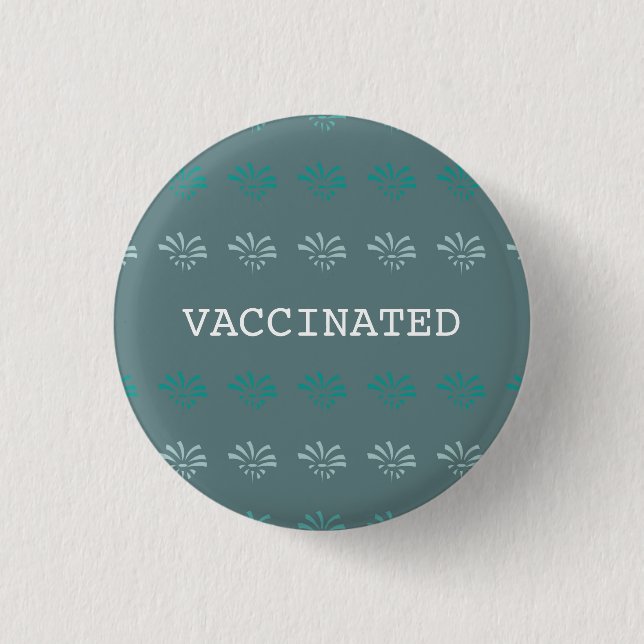 VACCINATED blauen Blumendruck Button (Vorderseite)