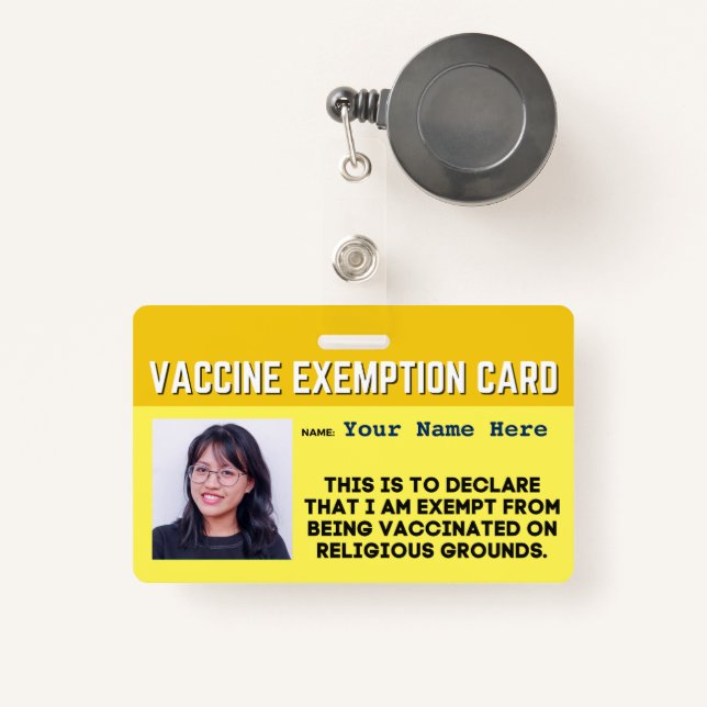 Vaccine Religious Exemption Card ID Abzeichen Ausweis (Vorderseite mit Rechteck)