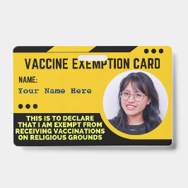Vaccine Religious Exemption Card ID Abzeichen Ausweis