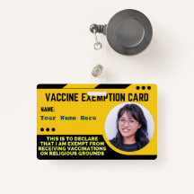 Vaccine Religious Exemption Card ID Abzeichen