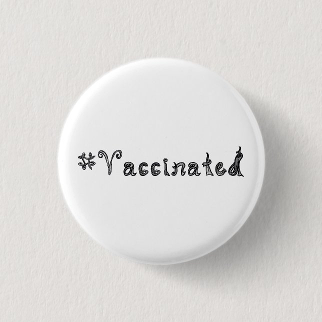 #Vaccised Stoff Schriftart Hashtag Wortart Button (Vorderseite)