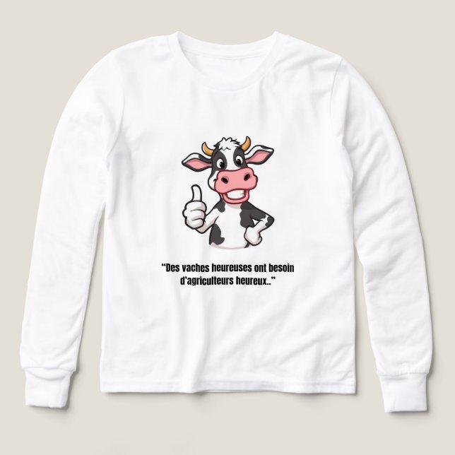 Vache Positive – T-shirt Cartoon Humoristique (Design Vorderseite)