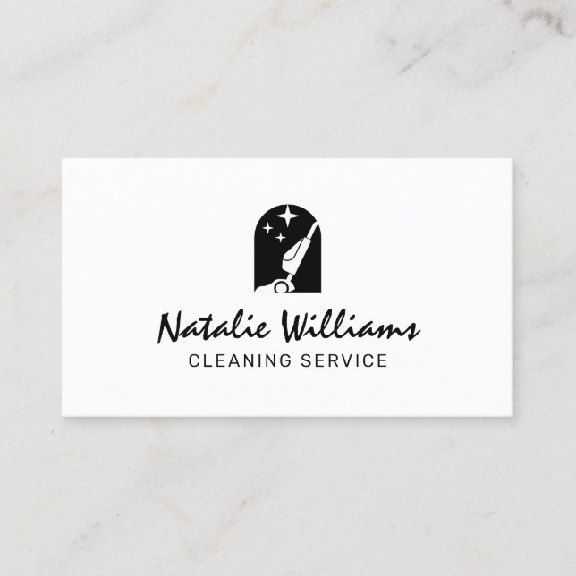 Vacuum cleaner logo cleaning Business Card Visitenkarte (Vorderseite)