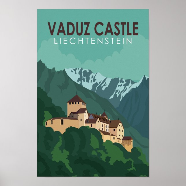 Vaduz Burg Liechtenstein Vintage Kunst, Dichtung u Poster (Vorne)