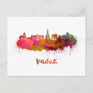 Vaduz-Skyline in Aquarellfarbe Postkarte