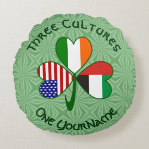 VAE Irland USA Kleeblatt Flagge Personalisiert Rundes Kissen