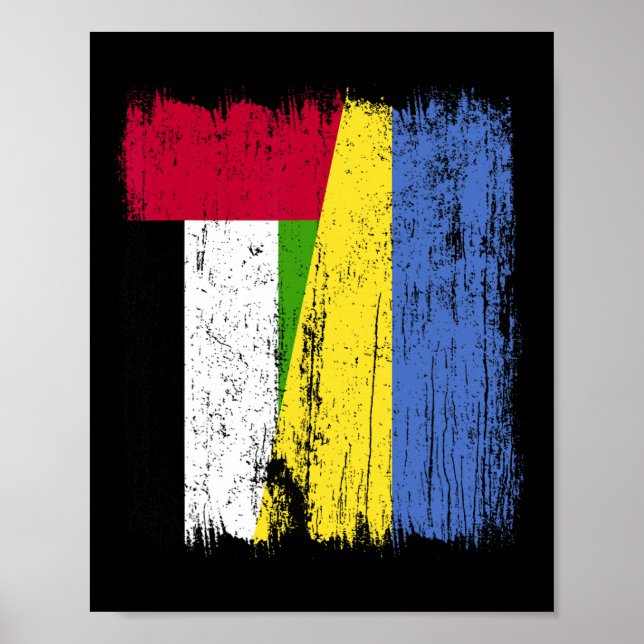 VAE Ukraine Halbflagge Emirati ukrainisches Erbe  Poster (Vorne)