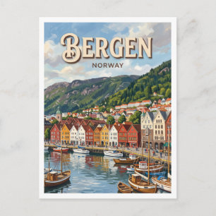 Vågen Hafen Bergen Norwegen Postkarte