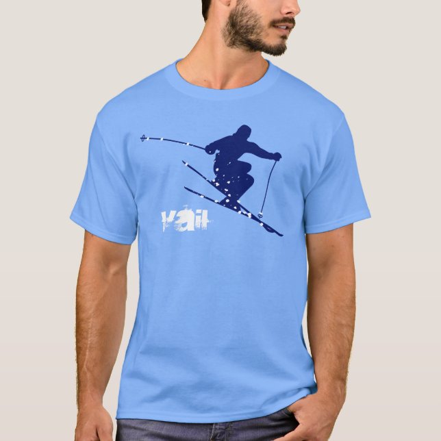 Vail blauer Schnee-Ski T-Shirt (Vorderseite)