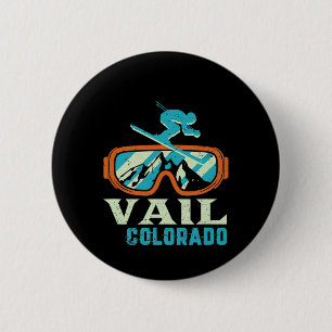 Vail Colorado Bergsee-Zauber Vintages Langlaufen u Button
