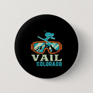 Vail Colorado Bergsee-Zauber Vintages Langlaufen u Button