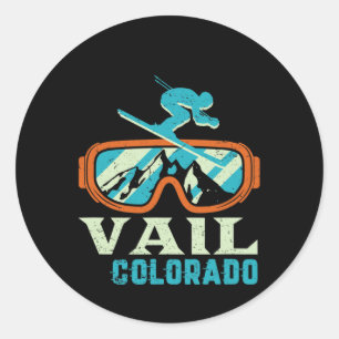 Vail Colorado Bergsee-Zauber Vintages Langlaufen u Runder Aufkleber