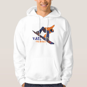 Vail Colorado blauer orange Snowboarder-Typen Hoodie