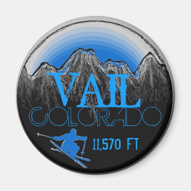 Vail Colorado blauer Skialpmagnet Magnet (Vorne)