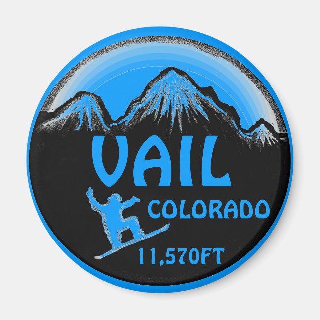 Vail Colorado, blauer Snowboard-Kunstmagnet Magnet (Vorne)