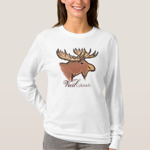 Vail Colorado der einfachen lange Hülse Elch-Dame T-Shirt
