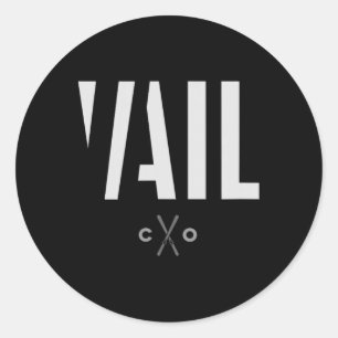 Vail Colorado Grafik Skifahren Runder Aufkleber