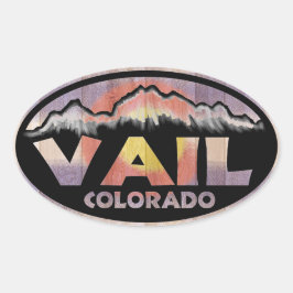 Vail Colorado Holzflagge ovale Aufkleber