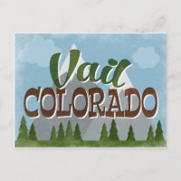 Vail Colorado Postcard Spaß Retro Snowy Mountain