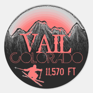 Vail Colorado rosa Ski-Gebirgsaufkleber Runder Aufkleber