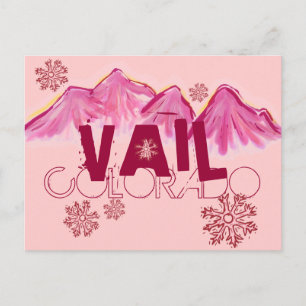 Vail Colorado Rosa thematischer Berg Postkarte