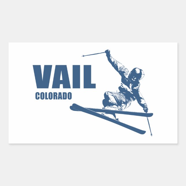 Vail Colorado Skier Rechteckiger Aufkleber (Vorderseite)