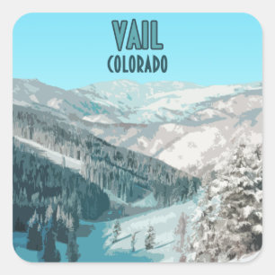 Vail Colorado Snow Mountains Vintag Quadratischer Aufkleber
