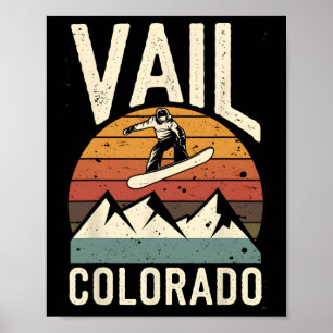 Vail Colorado Snowboard Vintage Snowboarden Berg Poster