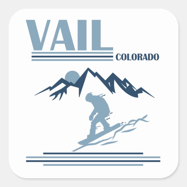 Vail Colorado Snowboarden Quadratischer Aufkleber (Vorderseite)
