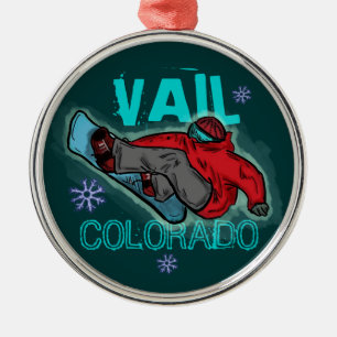 Vail Colorado Snowboarderverzierung Silbernes Ornament