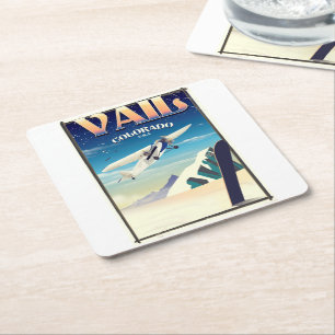 Vail Colorado Vintage Reiseplakat Rechteckiger Pappuntersetzer