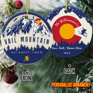 Vail Mountain Colorado Flag - Sunset Ski Souvenir Keramik Ornament