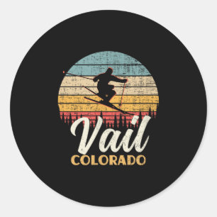 Vail Skifahren Colorado Vintage Berg Skilift Runder Aufkleber