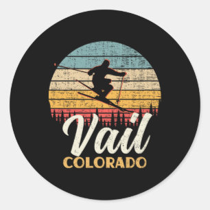 Vail Skiing Colorado Vintager Bergpass Runder Aufkleber