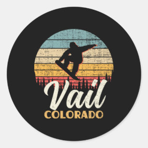 Vail Snowboarden Colorado Vintages Berg Retro Runder Aufkleber