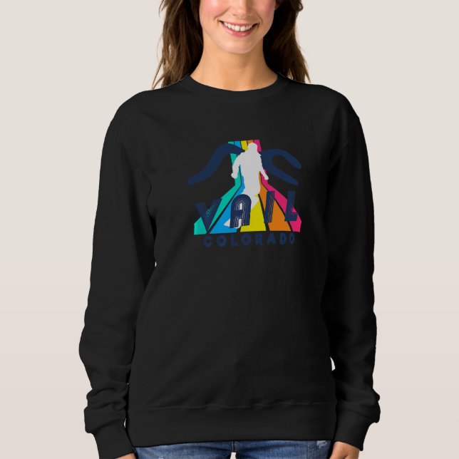 Vail Snowboarder Geometric Retro Striped Vail Colo Sweatshirt (Vorderseite)