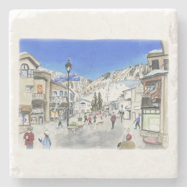 Vail Village auf einem Untersetzer gemalt (Vorderseite)