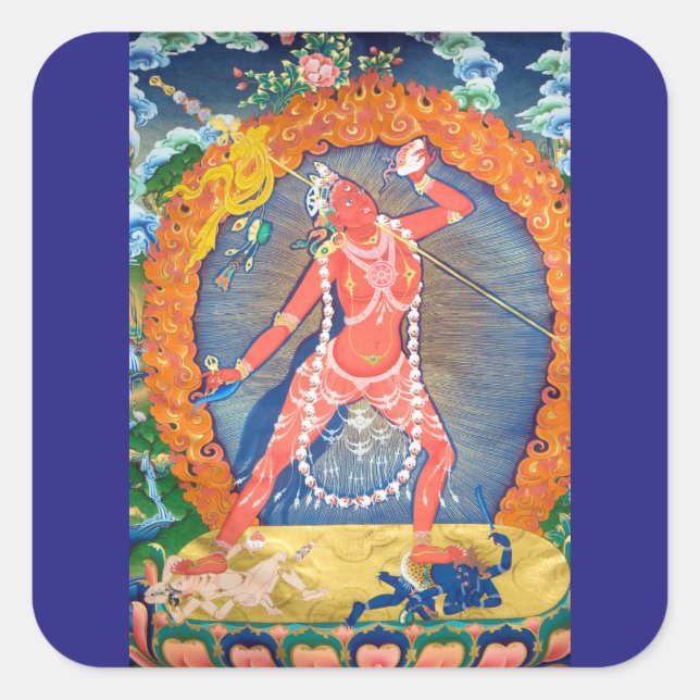 Vajrayogini tibetisch-buddhistische Deity Quadratischer Aufkleber (Vorderseite)