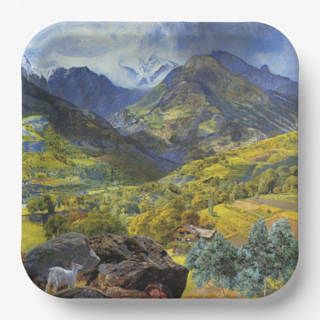 Val d'Aosta (Majestic Italia Alpine Landschaft) Pappteller (Vorderseite)