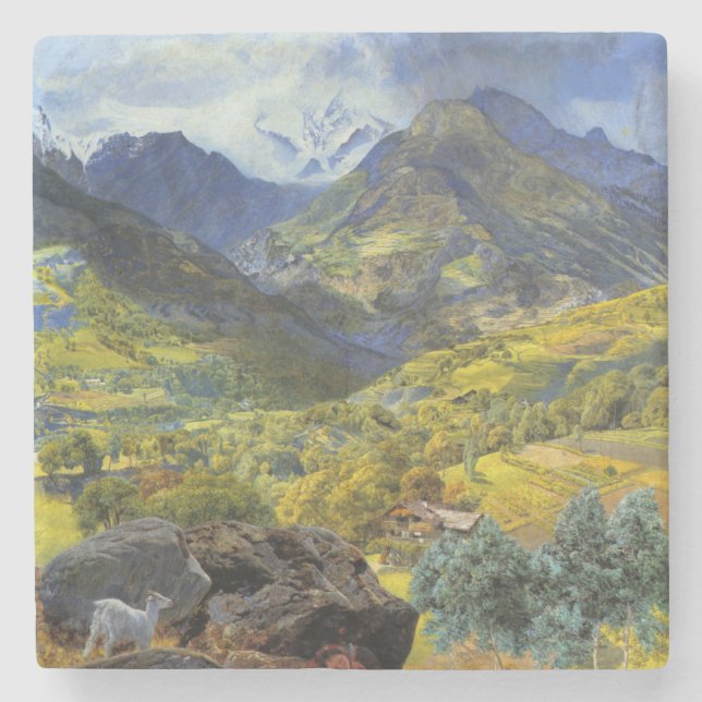 Val d'Aosta (Majestic Italia Alpine Landschaft) Steinuntersetzer (Vorderseite)