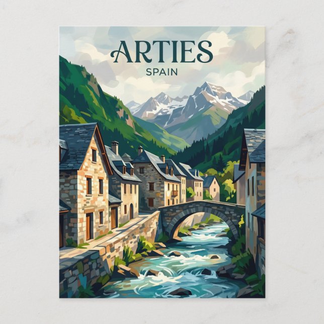 Val d'Aran - Dorf Arties Spanien Postkarte (Vorderseite)