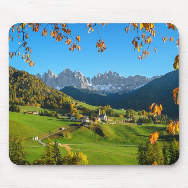 Val Di Funes-Tal mit Herbst verlässt mousepad (Vorne)