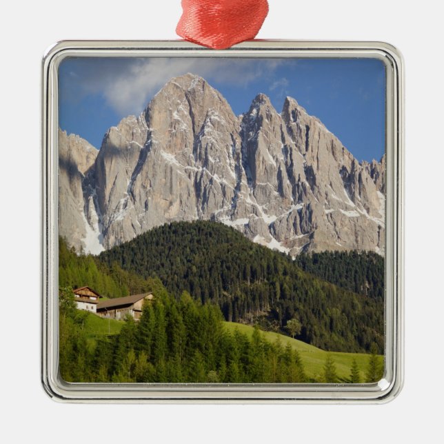 Val di Funes, Villnosstal, Dolomiten, Italien Ornament Aus Metall (Vorne)