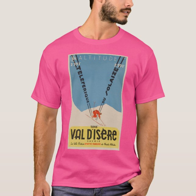 Val D'Isere Classic Ski Poster T-Shirt (Vorderseite)