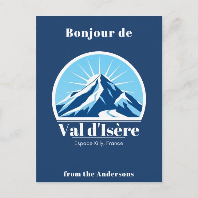Val d'Isère Frankreich Savoie Blaue Postkarte (Vorderseite)