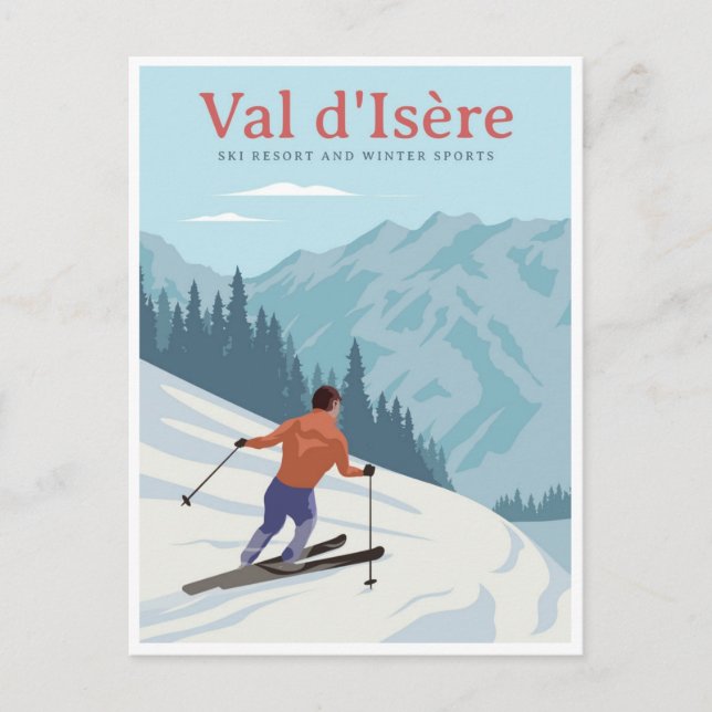 Val-d'Isère Ski vintage travel franz. Postkarte (Vorderseite)